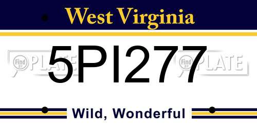5PI277 West Virginia License Plate