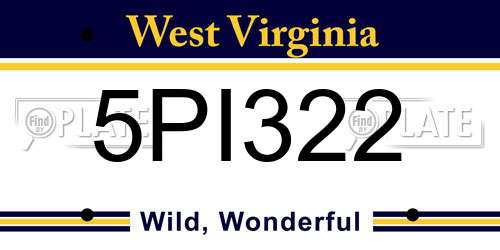 5PI322 West Virginia License Plate