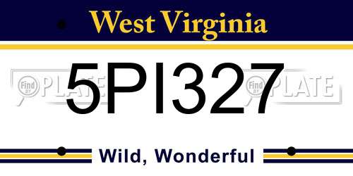 5PI327 West Virginia License Plate