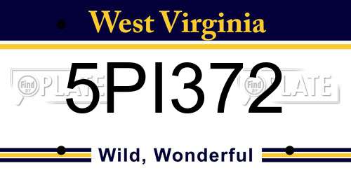 5PI372 West Virginia License Plate