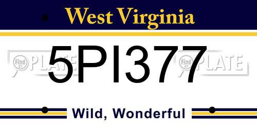 5PI377 West Virginia License Plate