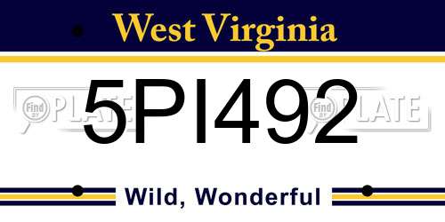 5PI492 West Virginia License Plate