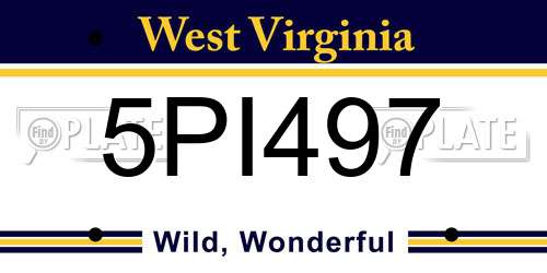 5PI497 West Virginia License Plate