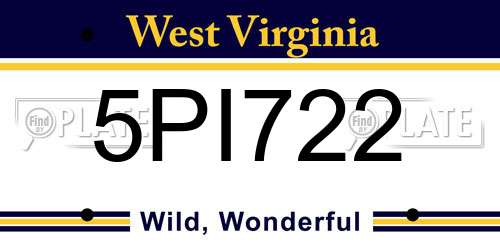5PI722 West Virginia License Plate