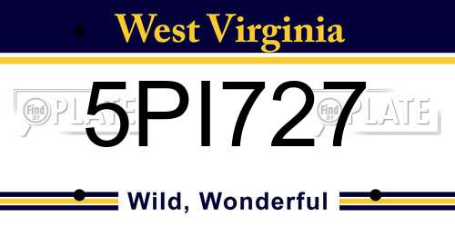 5PI727 West Virginia License Plate