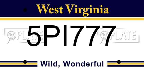 5PI777 West Virginia License Plate