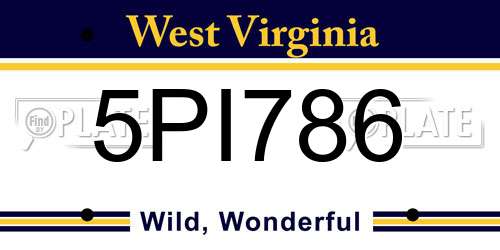 5PI786 West Virginia License Plate