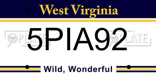5PIA92 West Virginia License Plate