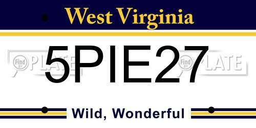 5PIE27 West Virginia License Plate