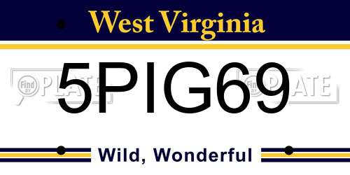 5PIG69 West Virginia License Plate