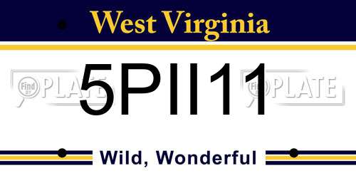 5PII11 West Virginia License Plate