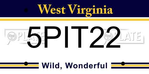 5PIT22 West Virginia License Plate