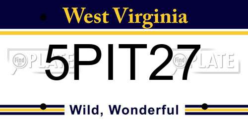 5PIT27 West Virginia License Plate