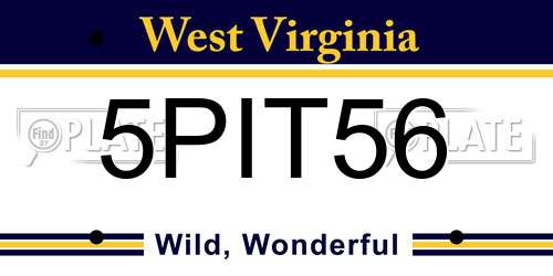 5PIT56 West Virginia License Plate