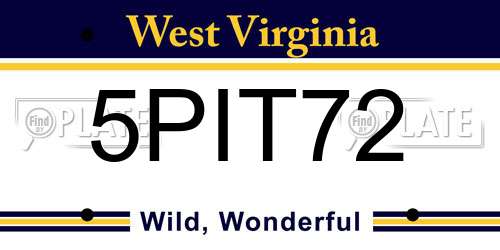 5PIT72 West Virginia License Plate