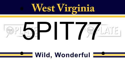 5PIT77 West Virginia License Plate