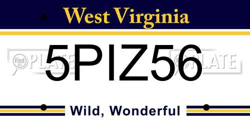 5PIZ56 West Virginia License Plate