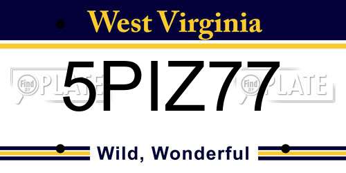 5PIZ77 West Virginia License Plate