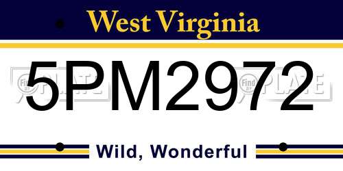 5PM2972 West Virginia License Plate