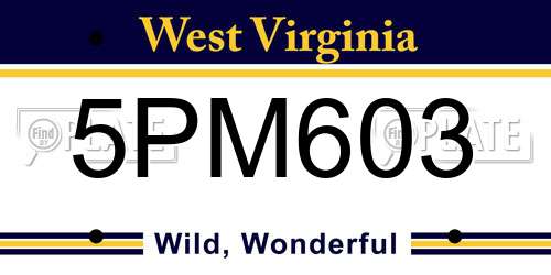 5PM603 West Virginia License Plate
