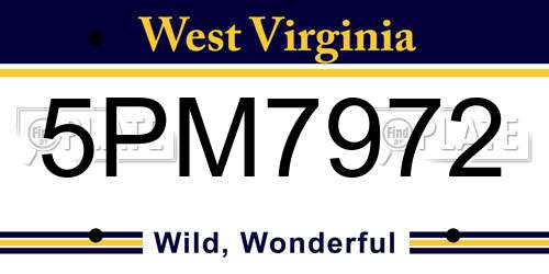 5PM7972 West Virginia License Plate