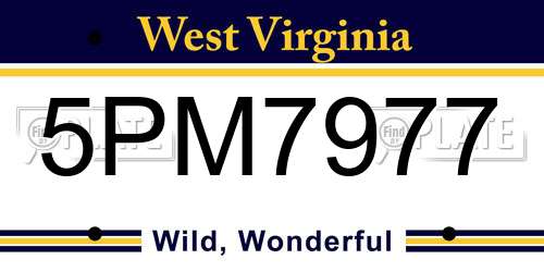 5PM7977 West Virginia License Plate