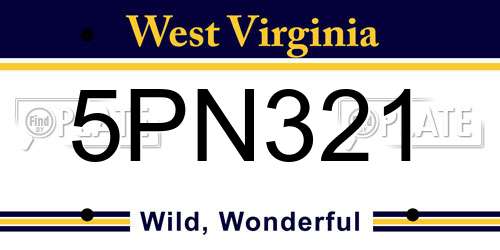 5PN321 West Virginia License Plate