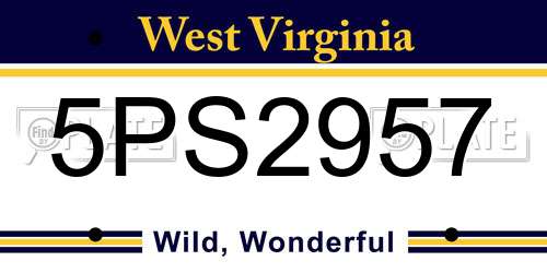 5PS2957 West Virginia License Plate