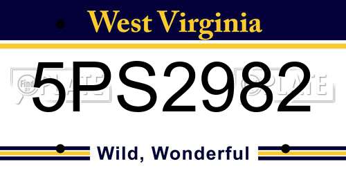 5PS2982 West Virginia License Plate