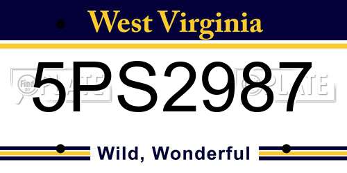 5PS2987 West Virginia License Plate