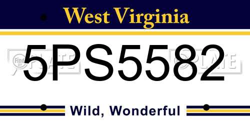 5PS5582 West Virginia License Plate