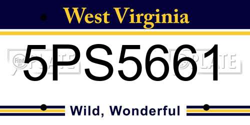 5PS5661 West Virginia License Plate