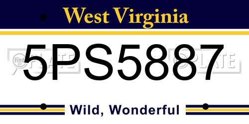 5PS5887 West Virginia License Plate