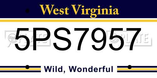 5PS7957 West Virginia License Plate