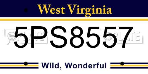 5PS8557 West Virginia License Plate