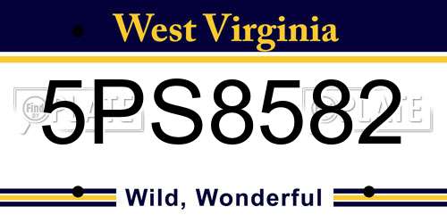 5PS8582 West Virginia License Plate