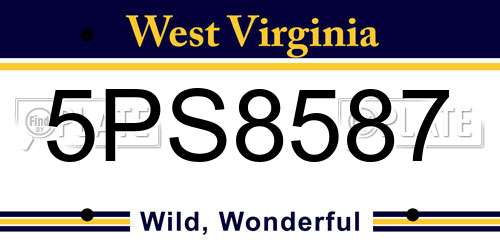 5PS8587 West Virginia License Plate