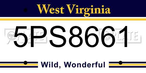5PS8661 West Virginia License Plate