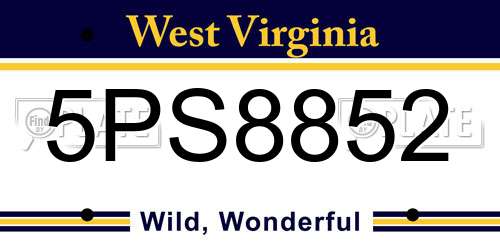 5PS8852 West Virginia License Plate