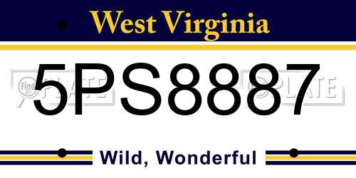 5PS8887 West Virginia License Plate