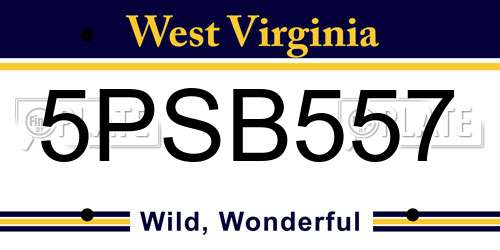 5PSB557 West Virginia License Plate