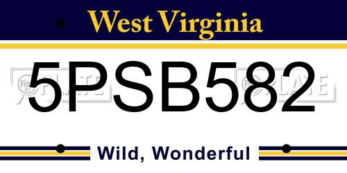 5PSB582 West Virginia License Plate