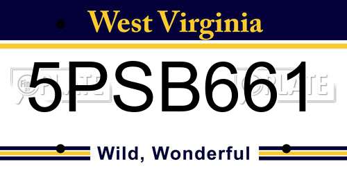 5PSB661 West Virginia License Plate