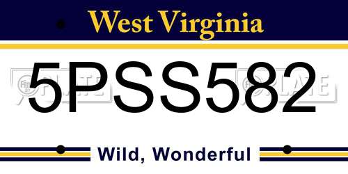 5PSS582 West Virginia License Plate