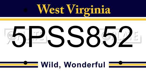5PSS852 West Virginia License Plate