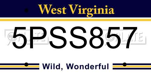 5PSS857 West Virginia License Plate
