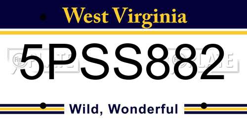 5PSS882 West Virginia License Plate
