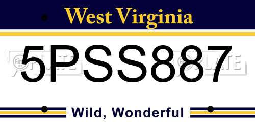 5PSS887 West Virginia License Plate