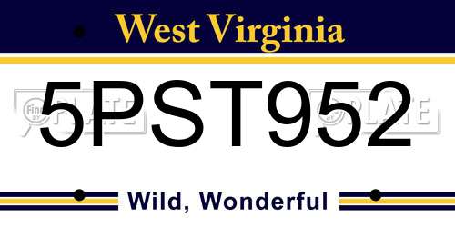 5PST952 West Virginia License Plate
