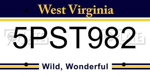 5PST982 West Virginia License Plate